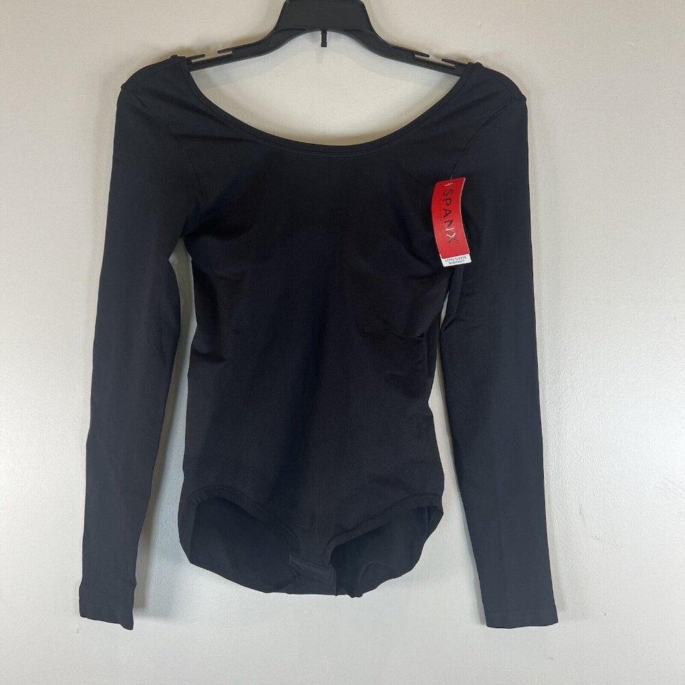 Spanx Long Sleeve Body Suit Slimming Medium Style FS6015 Very Black NWT $60